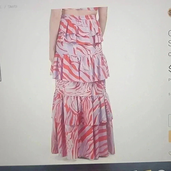 ONE33 SOCIAL PURPLE MULTI ZEBRA TIERED SKIRT SIZE 8 - Picture 2 of 6